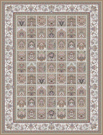 فرش ماشینی 1200 شانه-8 رنگ طرح آتیلا کد Kh1206